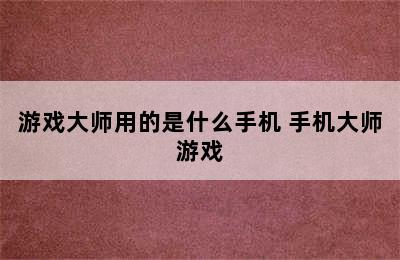 游戏大师用的是什么手机 手机大师游戏